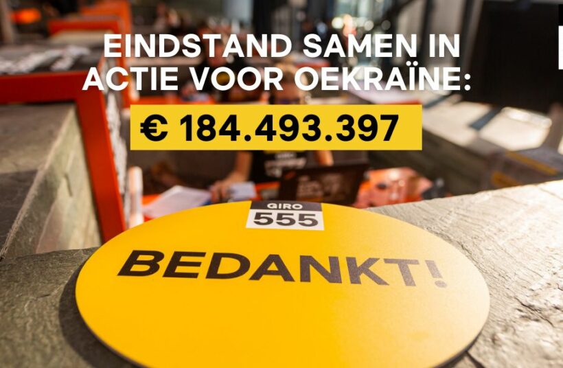 De eindstand van de Giro555 actie voor Oekraïne: 184.493.397 euro